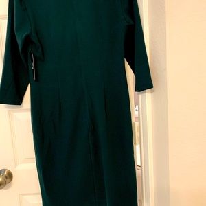 Forest green three quarter length sleeve dress